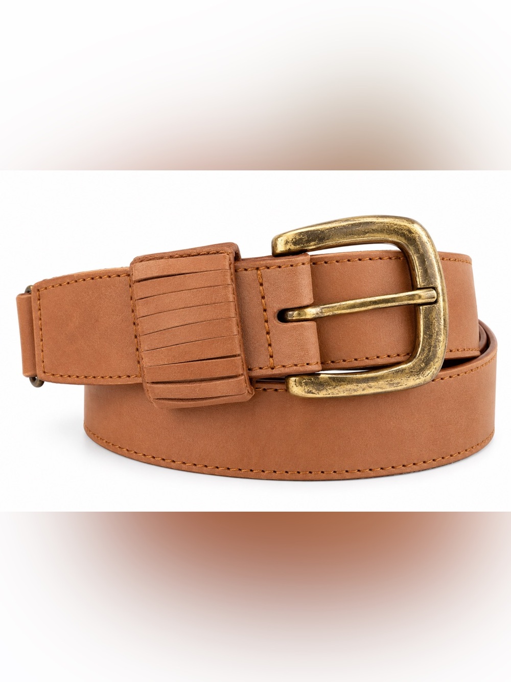 Vintage DKNY Tan Italian Genuine Leather Solid Brass Belt – Size Small